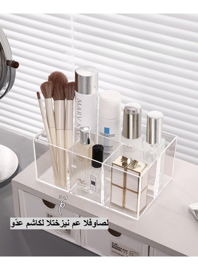 منظم مستحضرات تجميل، حامل أقلام، منظم مكتب، حامل فرش مكياج، وحدة تخزين أكريليك بأربعة فتحات، منظم كبير لفرش المكياج مناسب للحمام، طاولة الزينة، طاولة التزيين، مكتب العمل - Image 2